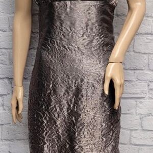 Niki Women's Gray Metallic Crinkle Midi Dress sz 6
